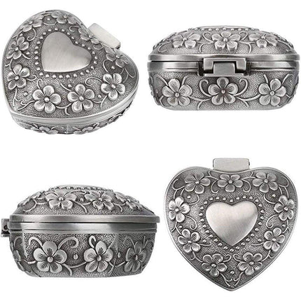 Vintage Heart Shape Jewelry Box Gift Box Metal Trinket Box Storage Organizer