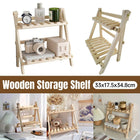 Wooden Desktop Storage Rack Double-Layer Desktop Storage Shelf Folding Organizer