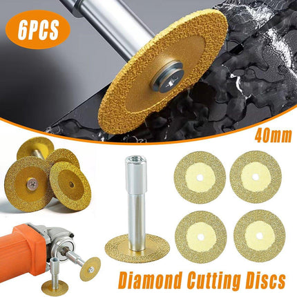 6PCS Diamond Cutting Discs with Mandrel for Rotary Tools - Mini Rotary Cutting Set