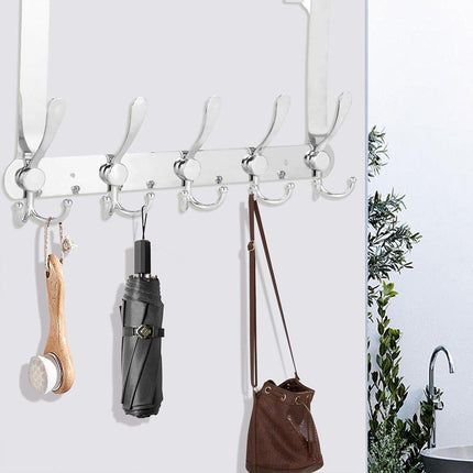5 Hooks Behind Door Silver Door Hook Coat Hook Clothes Hook Storage Organizer