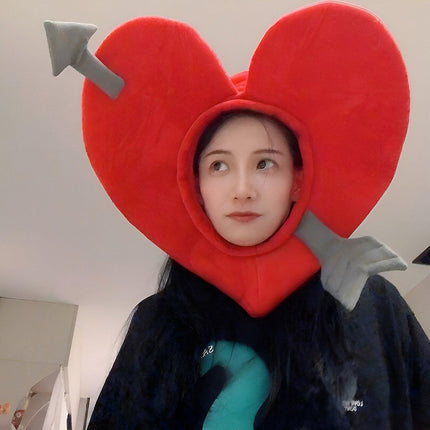 Cartoon Love Plush Head Cover Photo Props for Performance and Costume Accessory