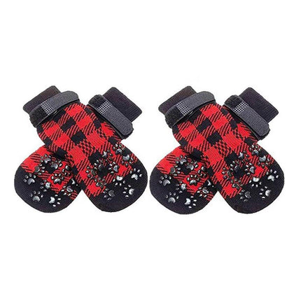 4pcs Christmas Pet Dog Socks Anti-Slip Warm Knit Socks for Small Medium Dog Cat
