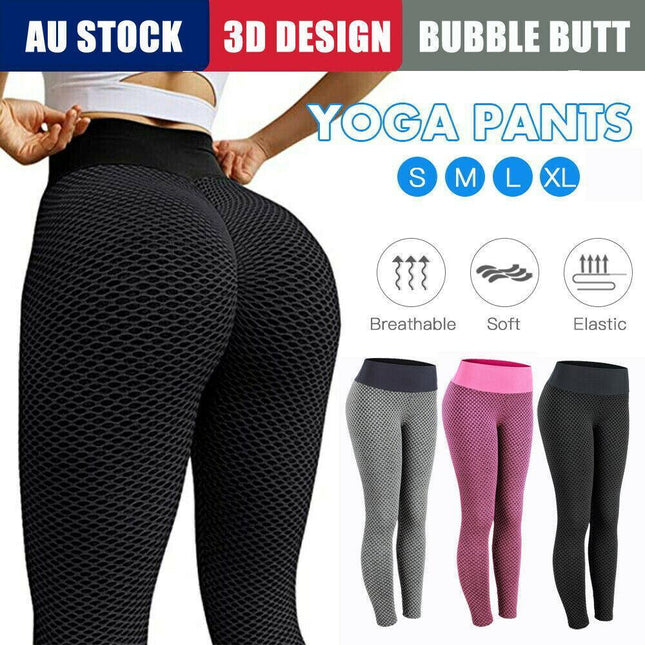 Women Yoga Pants Leggings High Waist Anti Cellulite Butt Lift Gym Fitness Grey - Aimall
