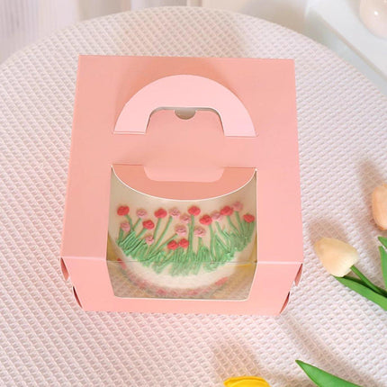 25pcs 6/8 Inch Portable Mousse Cake Box with Open Window Birthday Packaging