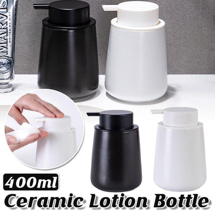 400ML Ceramic Stoneware Soap Dispenser Modern Design Lotion Pump Manual Bathroom
