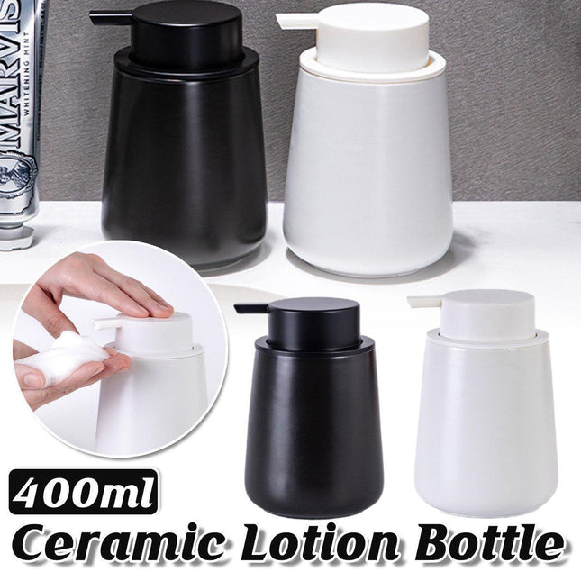 400ML Ceramic Stoneware Soap Dispenser Modern Design Lotion Pump Manual Bathroom
