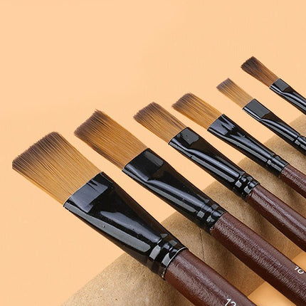 6X Art Painting Brushes Set Nylon Acrylic Oil Watercolor Artist Paint Brush Kit - Aimall