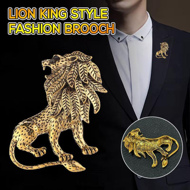 Large Antique Gold Plated Lion King Style Fashion Statement Brooch Textured Mane - Aimall