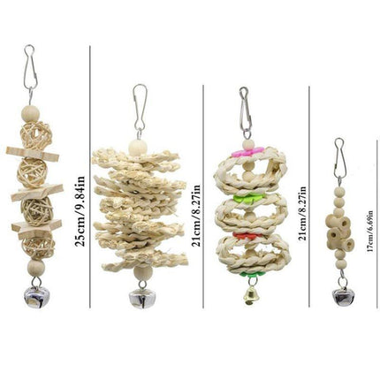 17PCS Bird Toys Parrot Swing Toys Chewing Hanging Bell Cockatiel Cage Toy Set - Aimall