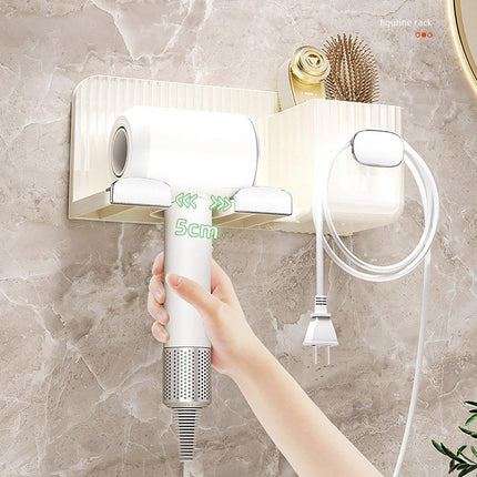 Hair Dryer Holder Rack Plastic Wall Mount No Drill Bathroom Organizer Storage