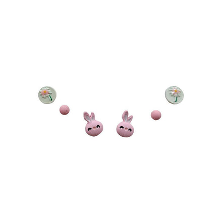 Cute Pink Stud Earrings Set for Women Girls Simple Fashion Jewelry Accessories