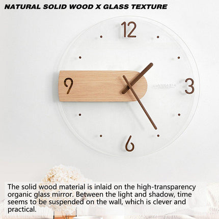 Modern Solid Wood Wall Clock Decorative Home Clock for Living Room Bedroom