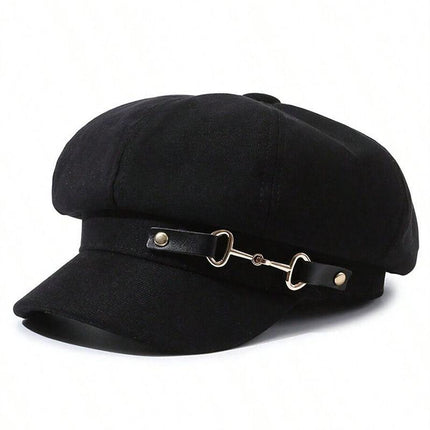 2pcs Vintage Beret Hat Autumn and Winter Versatile Fashionable Warm Headwear Set