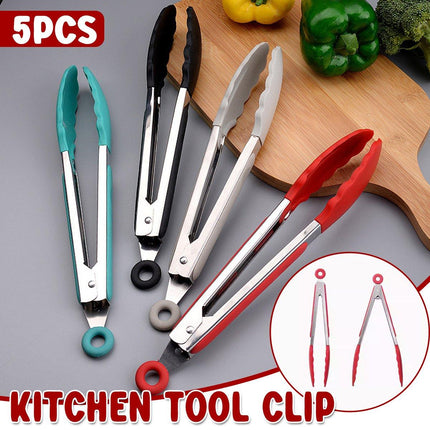 5pcs Kitchen Food Clamps Scalding Resistant Barbecue Tongs Cooking Clamp Set