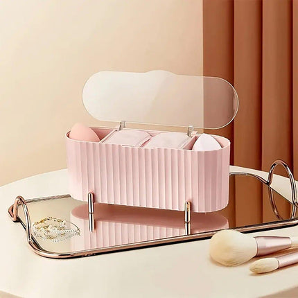 Dustproof Desktop Cosmetic Organizer with Lid Makeup Storage Box for Home Office