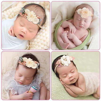 3X Baby Girl Cute Nylon Headband Flower Headwrap Elastic Turban Bows for Newborn