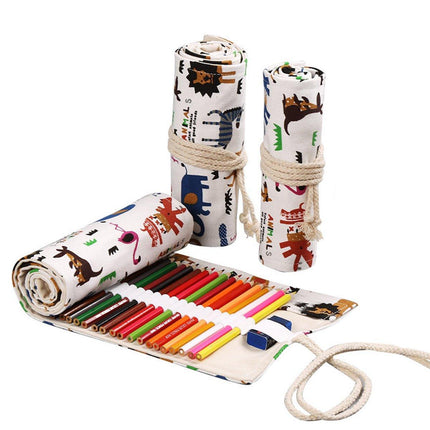 48/72 Hole Canvas Roll Pen Bag Pencil Case for Colored Pencils and Sketch Tools