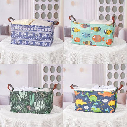 2pcs Foldable Cotton Linen Storage Baskets Home Organizer Box Office Supplies