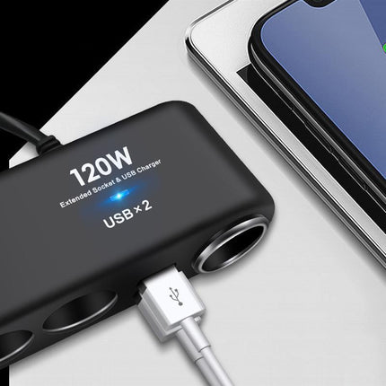 4 Way 12V 24V Multi Socket Car Cigarette Lighter Splitter USB Charger Adapter - Aimall