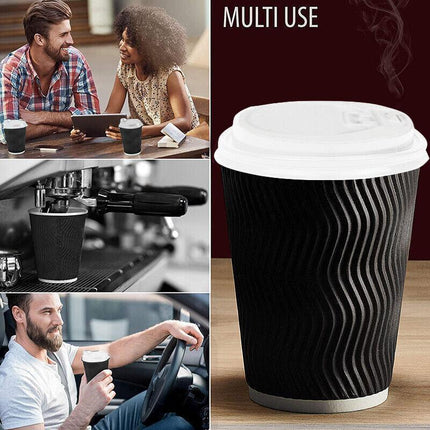 Disposable Coffee Cups 12oz Bulk Takeaway Paper Triple Wall Take Away - Aimall