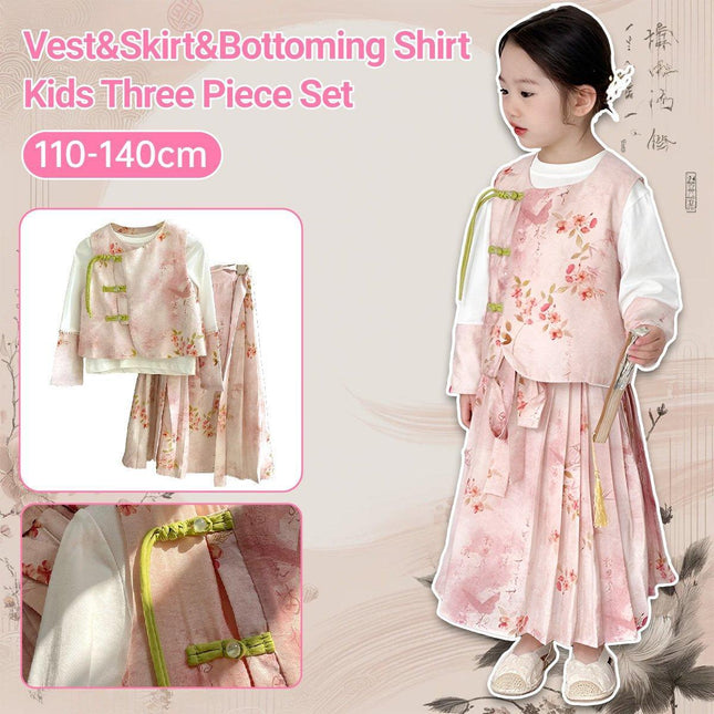 Girls Hanfu Dress Spring Traditional Chinese Outfit Colourful Skirt
