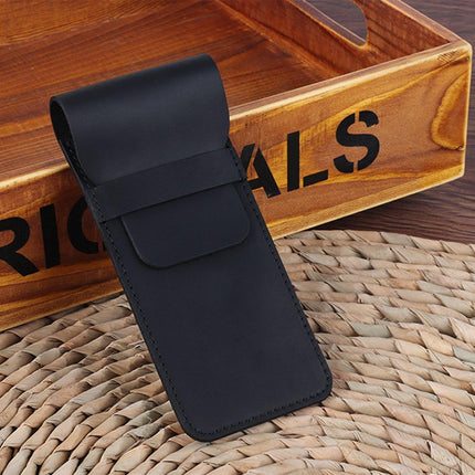 2PCS Vintage Handmade Genuine Leather Pencil Case Set Cowhide Protective Holder