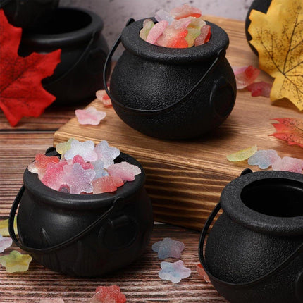 12PCS Halloween Witch Lantern Black Flame Candy Bucket Portable Props Decor
