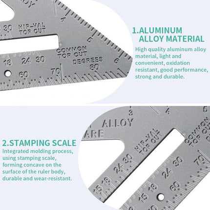 UP TO 2pcs 7" Aluminum Alloy Ruler Speed Angle Square Tool Triangle Square Ruler - Aimall