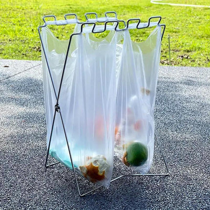 Outdoor Portable Folding Trash Bag Holder Rack for Home Kitchen and Camping Use