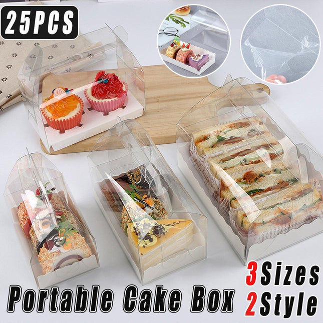 25pcs Transparent Portable Baking Box for Lasagna Mousse Cake Western Point Food