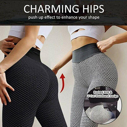 Women Yoga Pants Leggings High Waist Anti Cellulite Butt Lift Gym Fitness Pink - Aimall