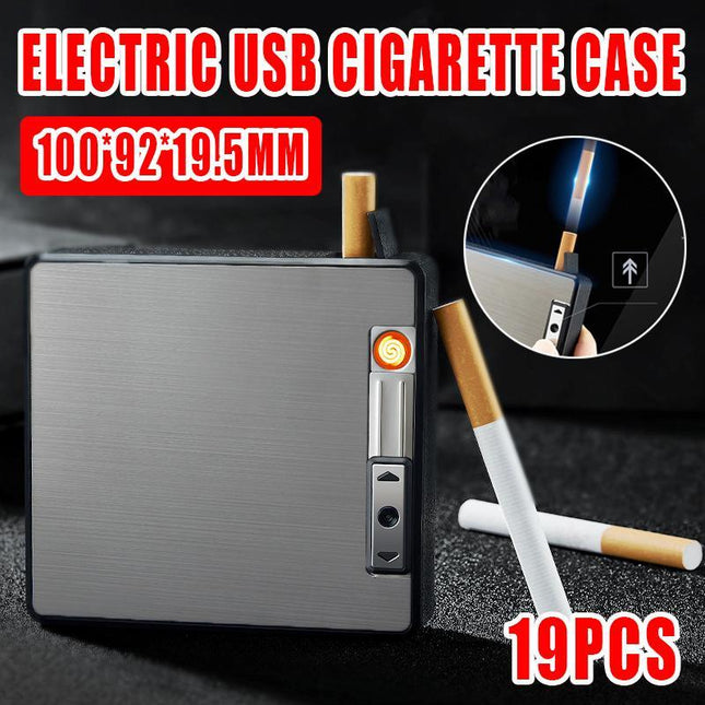 Automatic Rechargeable Electric USB Cigarette Case Lighter Gift Dampproof Box - Aimall
