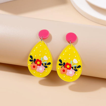 Coloured Geometric Acrylic Stud Earrings Trendy Fashion Jewelry Accessories