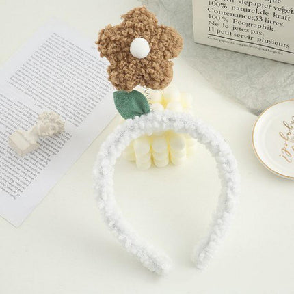 Cute Sunflower Headband Girl Women Party Hair Band Lamb Wool Hoop Clip Face Wash - Aimall