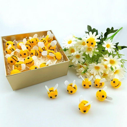12pcs Plush Bee Hair Clips 3D Cartoon Animal Accessories Furballs Decorative Clips
