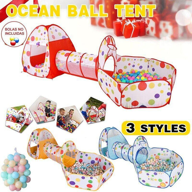 Kids Pop Up Play Tent Playhouse Baby Crawl Tunnel Ball Pit Indoor Outdoor Toys - Aimall