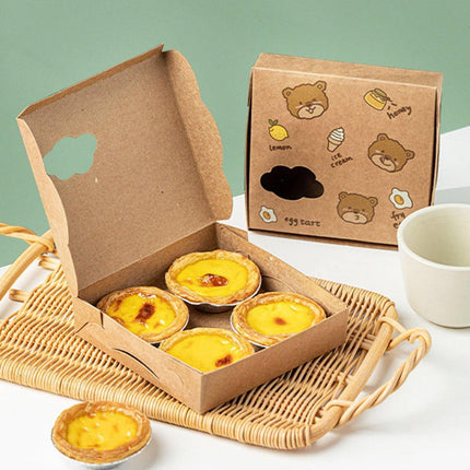 40PCS Cute Egg Tart Paper Boxes for Bakery Packaging Desserts Pastry Cupcakes
