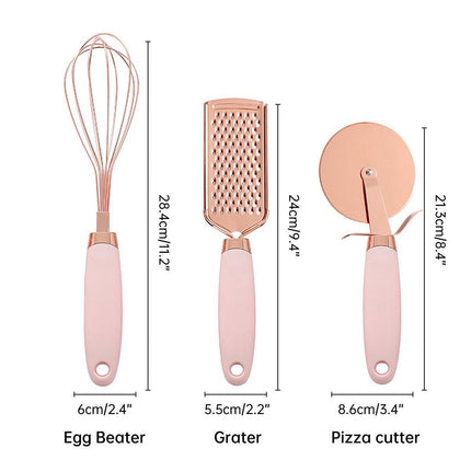 7 Piece Stainless Steel Copper Plated Kitchen Tool Set Peeler Can Opener Slicer