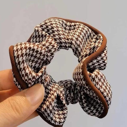 Women Large Scrunchies Plaid Hair Bands Elastic Hair Tie Rope Ring Ponytail Gift - Aimall
