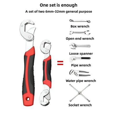 2PCS Snap N Grip Wrench Set Universal Adjustable Multi Function Spanner Tool - Aimall