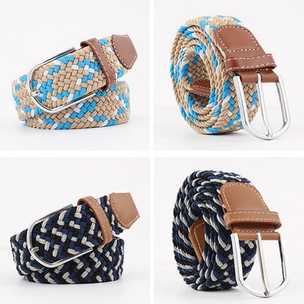Unisex Braided Belt Casual Canvas Belt Adjustable Stretch Belt for Men Women