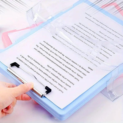 4pcs A4 File Folder Writing Pad Paper Clips Data Storage Organizer for Office