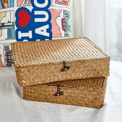 2pcs Storage Basket with Lid Durable Organising Box for Home and Office Use