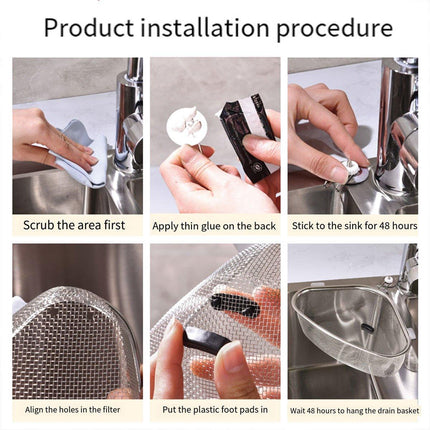 Triangle Sink Strainer Basket Household Kitchen Shelf Leftover Draining Rack