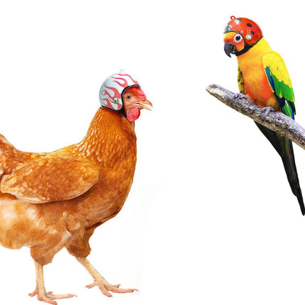 2PCS Mini Pet Chicken Helmet Protective Headgear Set Waterproof Cartoon Design