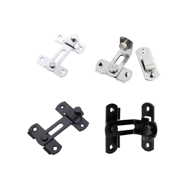 2 Sets 90 Degree Sliding Door Buckle Hitch Safety Latch Chain Lock Catch Kit