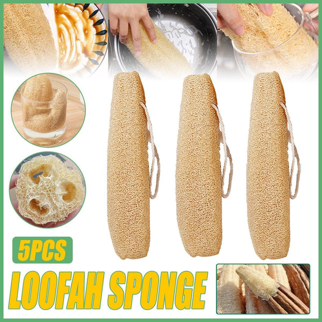 5Pcs Natural Loofah Luffa Loofa Exfoliating Shower Sponge Body Bath Scrubbers - Aimall