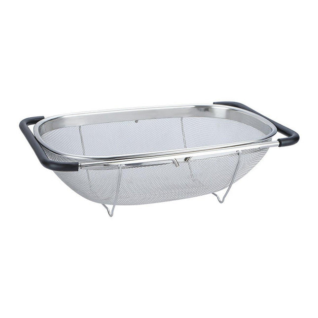 Stainless Steel Dishwashing Basket Telescopic Fruit Drain Basket Kitchen Shelf