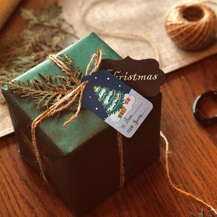 50PCS Christmas Kraft Paper Gift Tags Vintage Holiday Party Card Packaging Decor