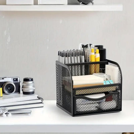 Desktop Pen Holder Honeycomb Grid Sticky Organiser Minimalist Office Organiser